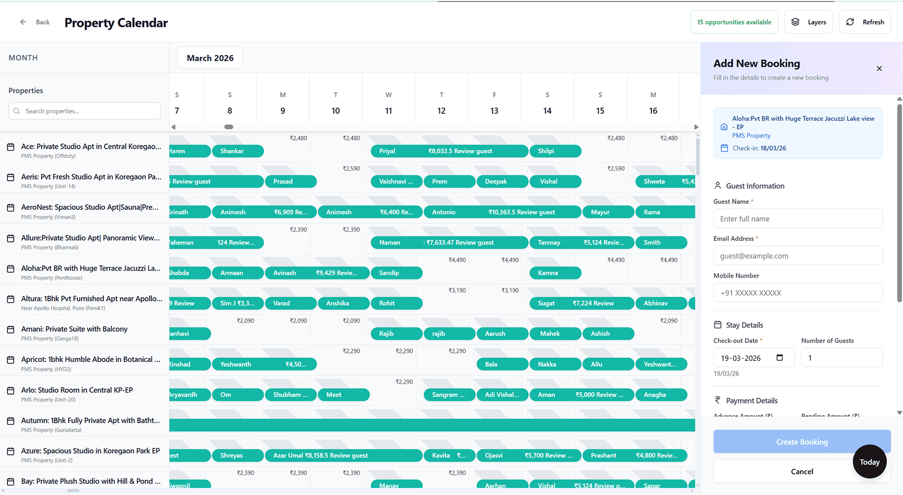 Availability calendar syncing a vacation rental across Airbnb, Vrbo, and StayVista